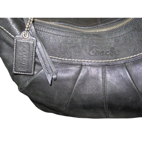 Coach 2010 Soho Black Leather Large Pleated Hobo Buckle Strap Shoulder Bag - Picture 3 of 14